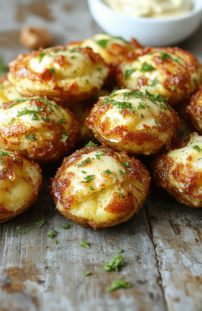 Crispy Air Fryer Baked Potatoes for Perfectly Fluffy and Creamy Side Featured Image A golden-brown crispy air fryer baked potato sliced open to reveal fluffy, creamy insides with a sprinkle of herbs, presented on a rustic wooden board with a textured cloth background.