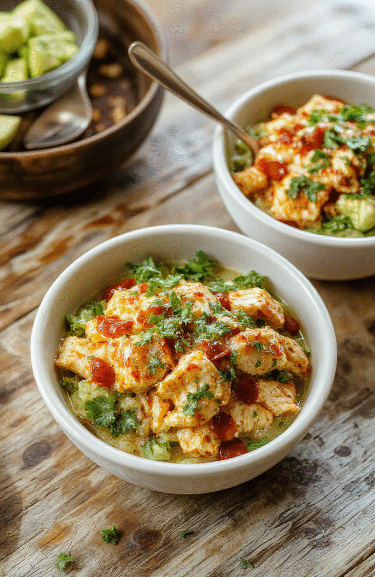 Vibrant colorful Southwest Chicken Burrito Bowls featuring seasoned grilled chicken, fresh avocado, cherry tomatoes, black beans, corn, and cilantro, all arranged neatly over a bed of fluffy rice in a rustic bowl, garnished with lime wedges and a drizzle of creamy sauce, styled for a casual yet appetizing presentation