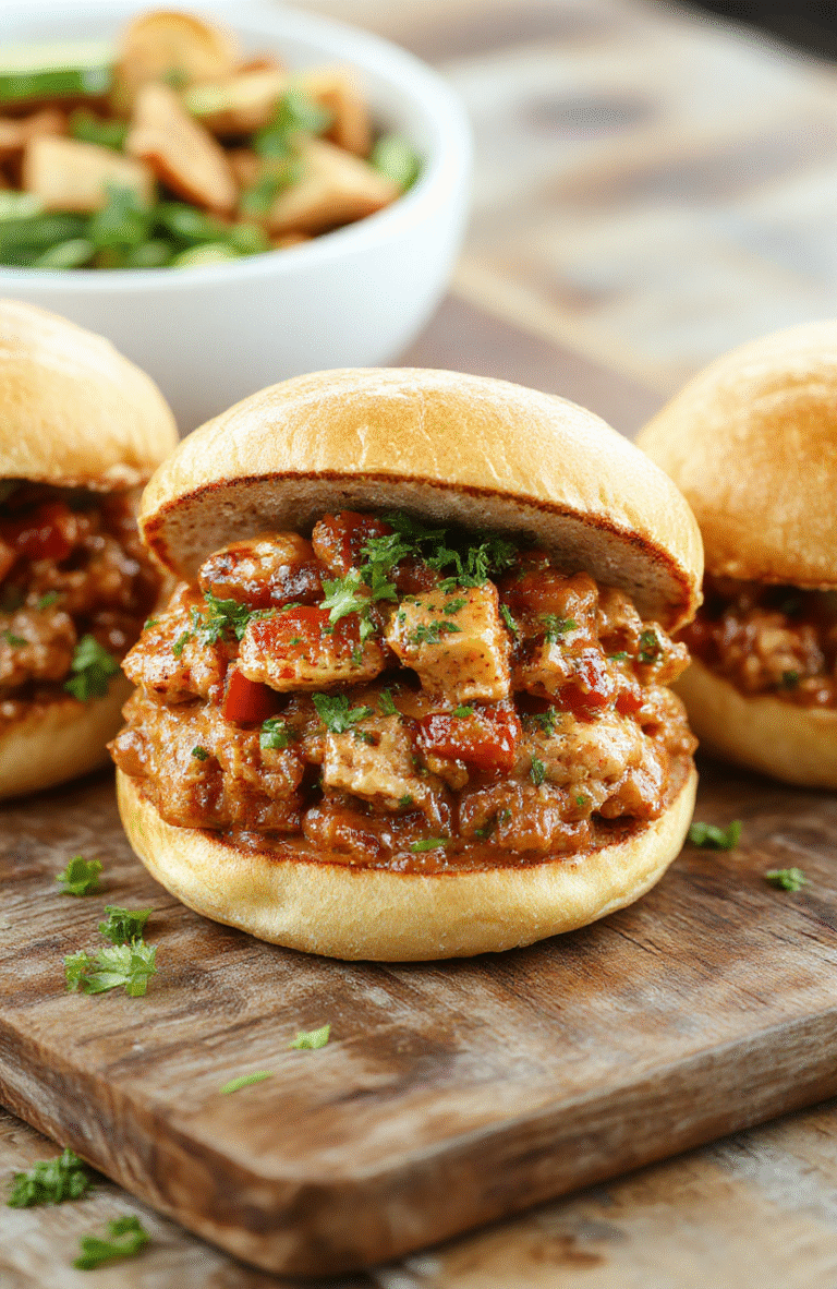 Colorful plate featuring a generously stacked turkey sloppy joe with vibrant tomato sauce, melted cheese, and fresh lettuce on a toasted bun. The dish is styled on a rustic wooden table with natural daylight highlighting the textures of the moist turkey filling and crispy bun, creating an inviting and appetizing scene.