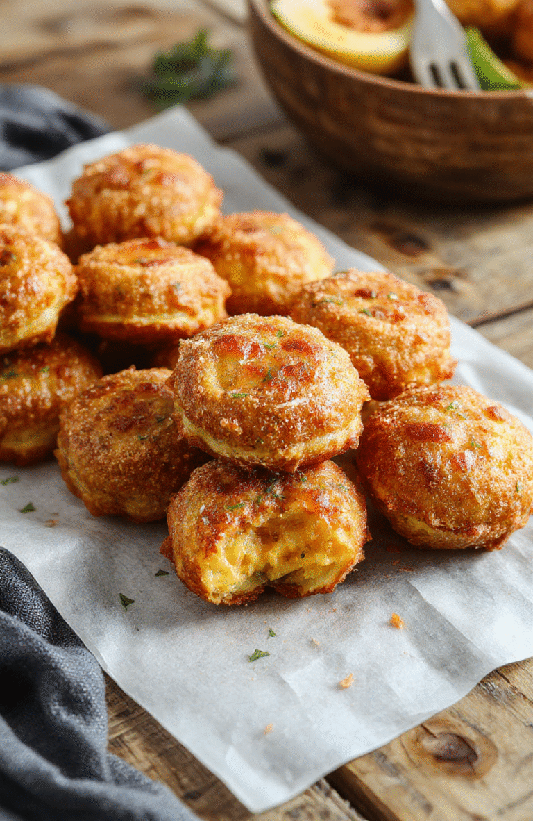 A plate of golden-brown bunuelos drizzled with honey, topped with powdered sugar, displayed on a rustic wooden table with a blurred background, highlighting the crispy texture and warm color of the fried dough.