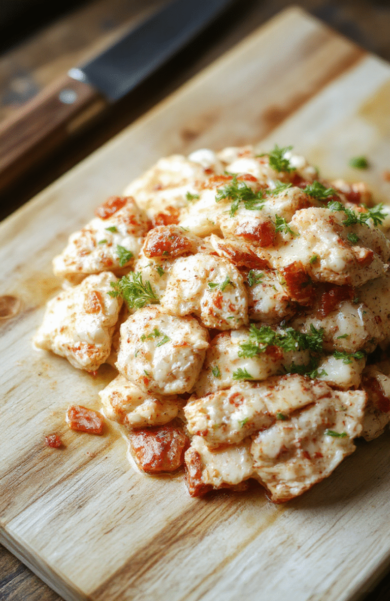 Golden-brown chicken pieces glistening with a rich, creamy coconut sauce, garnished with fresh cilantro and toasted sesame seeds, served on a rustic wooden board with a side of steamed jasmine rice and sliced red chili